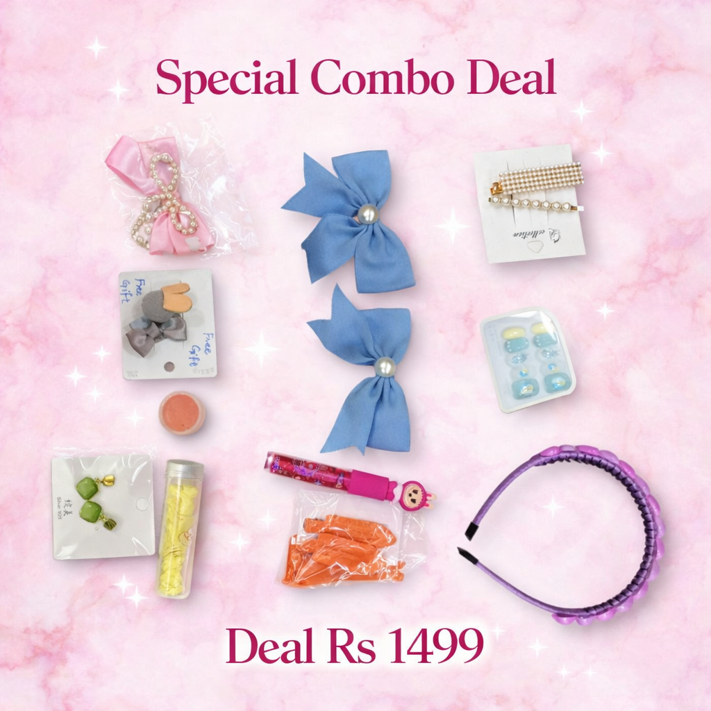 girls’ accessories combo set. 🎀✨ Rs 1499 14 items with 1 free gift